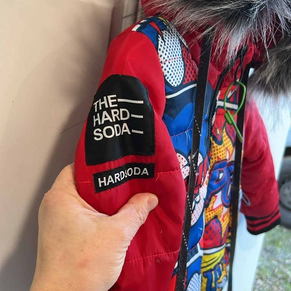 Hardsoda Limited Comic print hooded puffer jacket kids size 4